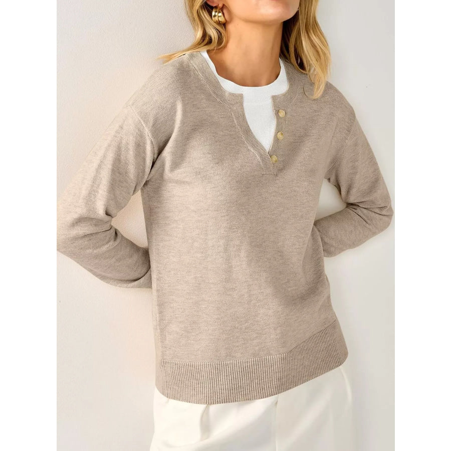 Long Sleeve Dropped Shoulder Sweater Apparel and Accessories