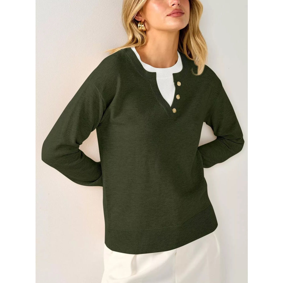 Long Sleeve Dropped Shoulder Sweater Apparel and Accessories