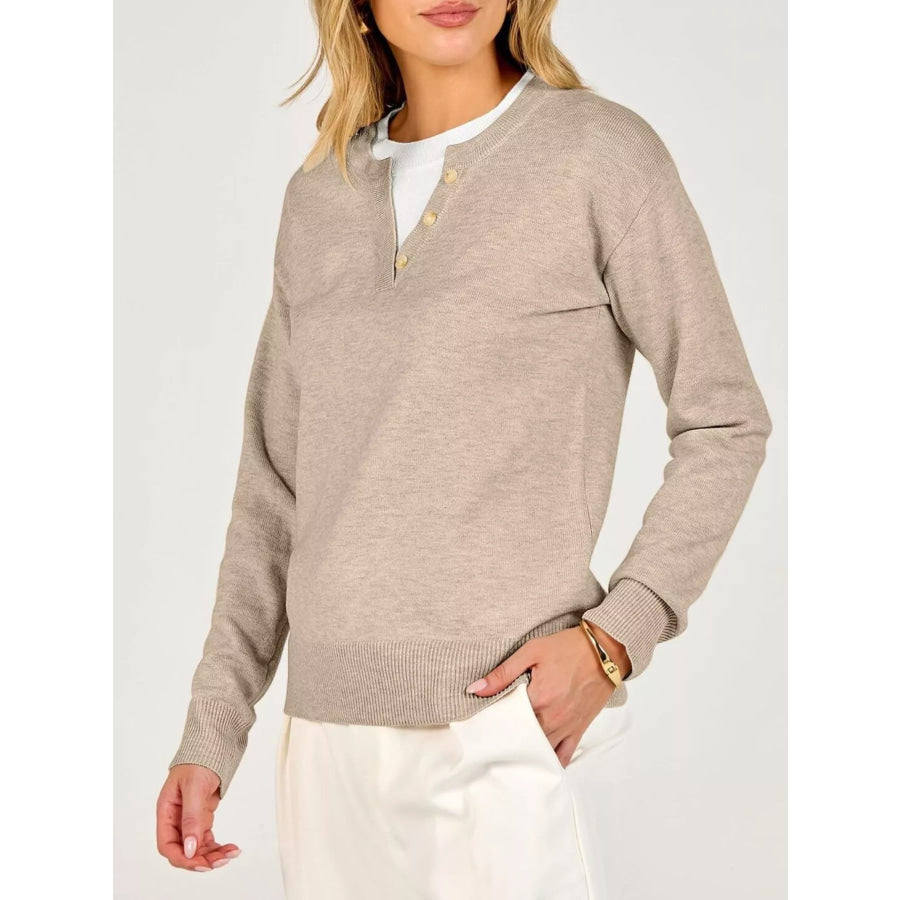 Long Sleeve Dropped Shoulder Sweater Apparel and Accessories