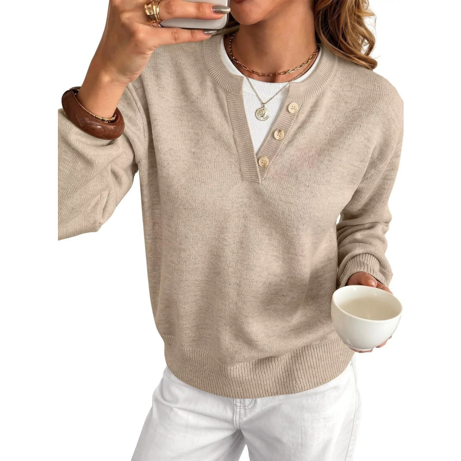 Long Sleeve Dropped Shoulder Sweater Apparel and Accessories