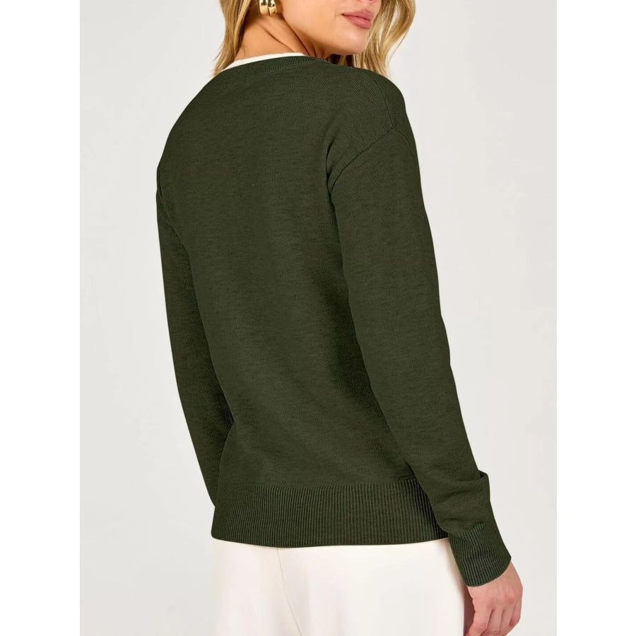Long Sleeve Dropped Shoulder Sweater Apparel and Accessories