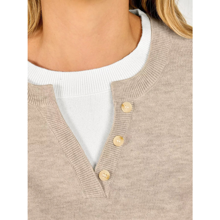 Long Sleeve Dropped Shoulder Sweater Apparel and Accessories