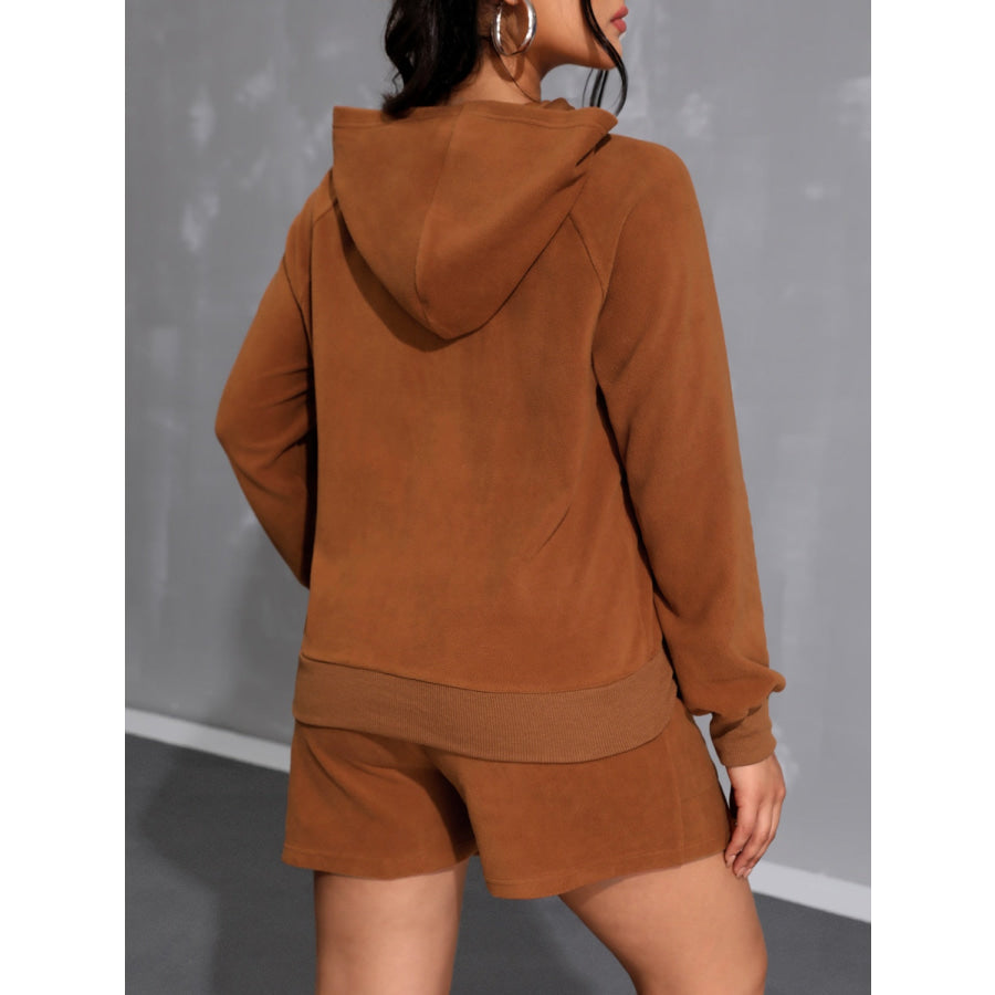 Long Sleeve Hoodie and Pocketed Shorts Set Apparel and Accessories