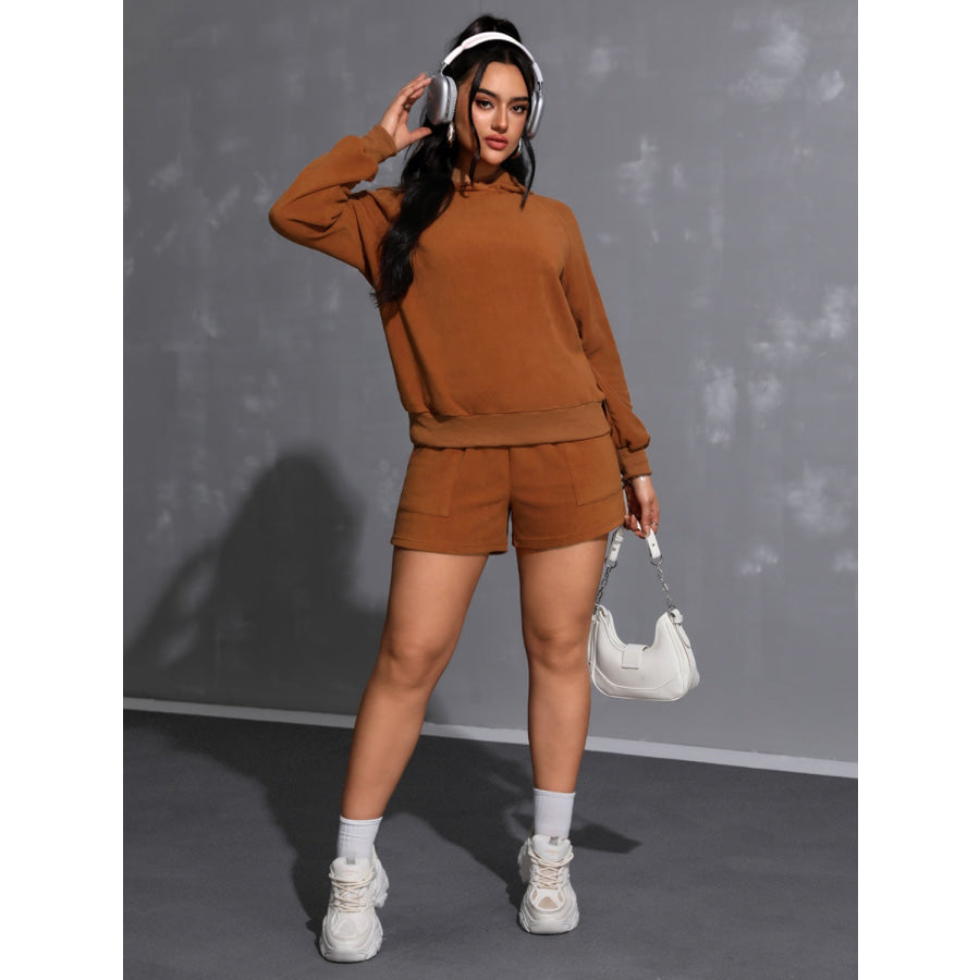 Long Sleeve Hoodie and Pocketed Shorts Set Apparel and Accessories