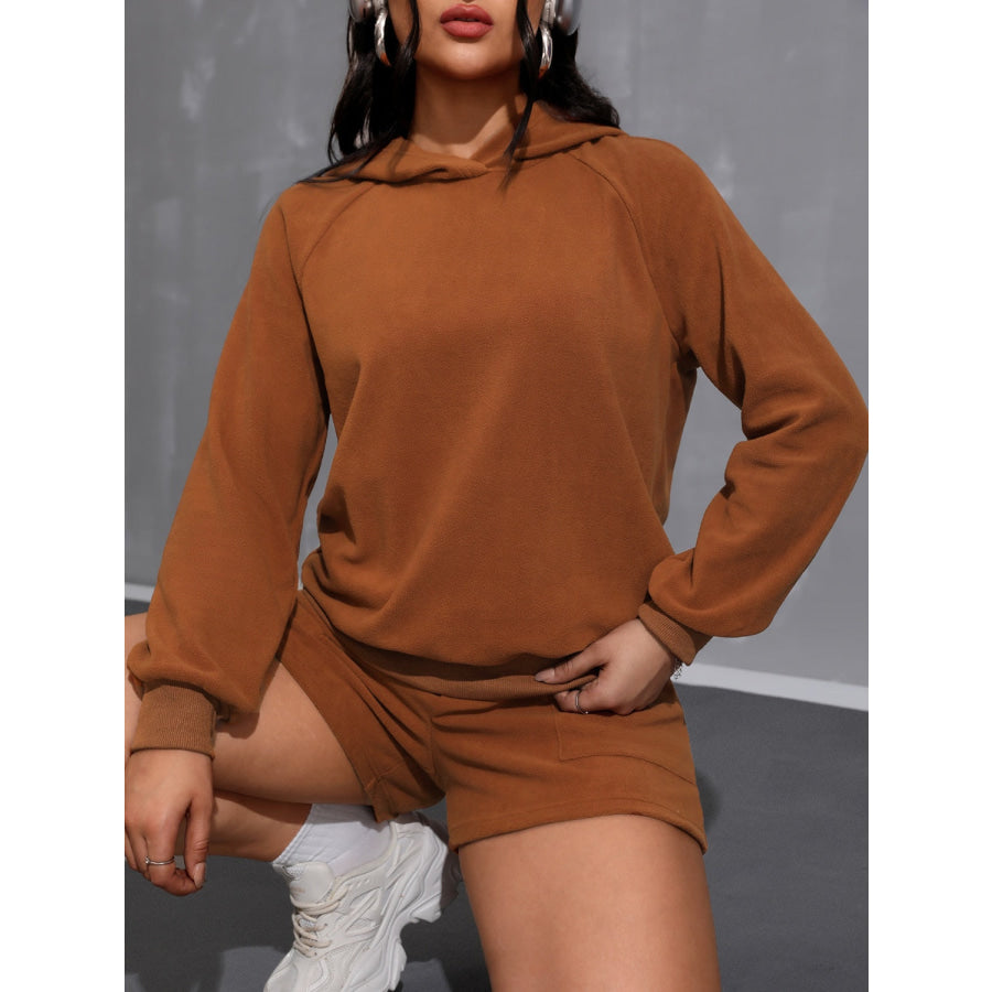 Long Sleeve Hoodie and Pocketed Shorts Set Apparel and Accessories