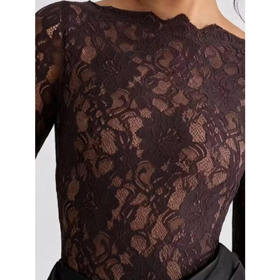 Long-Sleeve Lace and Satin Patchwork Maxi Dress Apparel Accessories