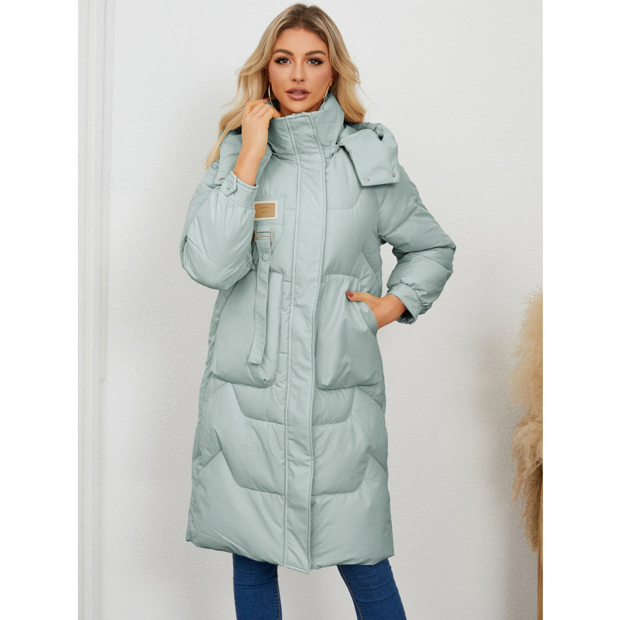 Long Sleeve Longline Hooded Winter Coat Apparel and Accessories