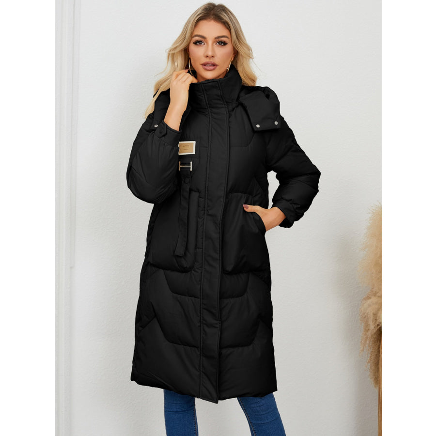 Long Sleeve Longline Hooded Winter Coat Apparel and Accessories