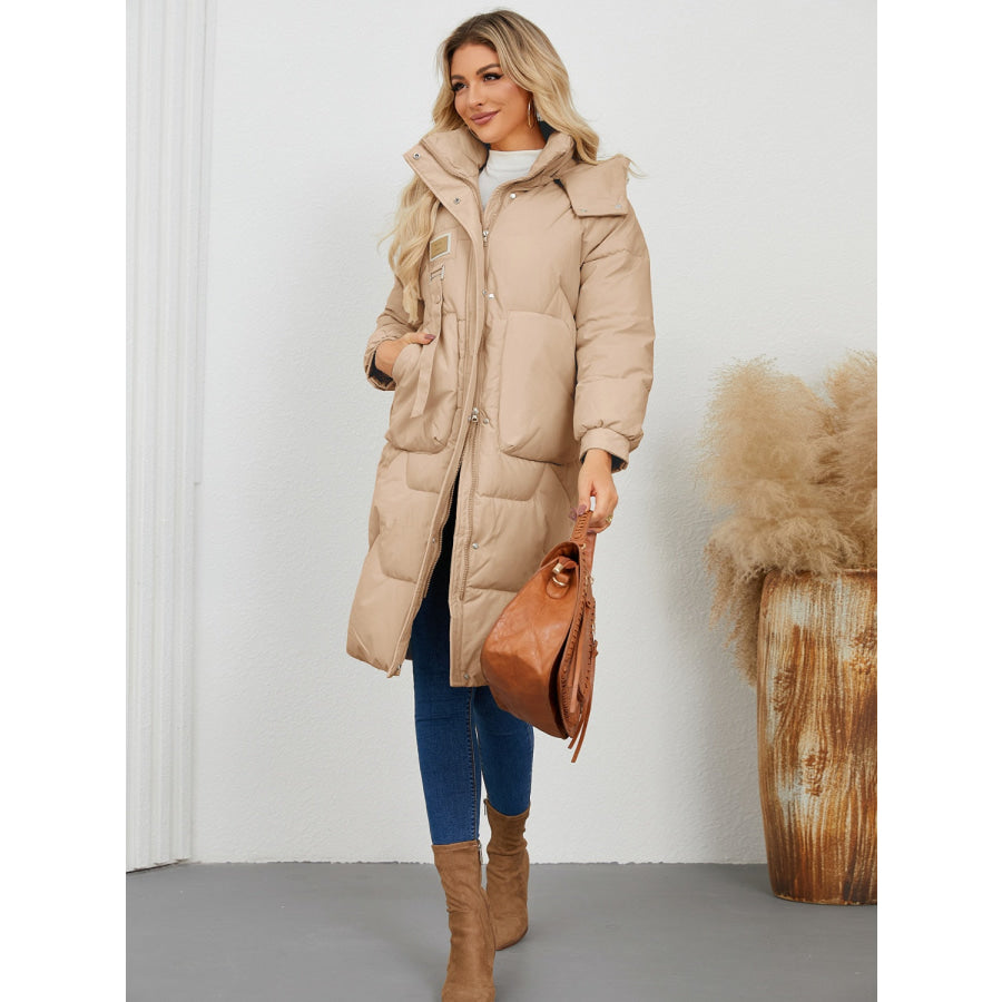 Long Sleeve Longline Hooded Winter Coat Apparel and Accessories