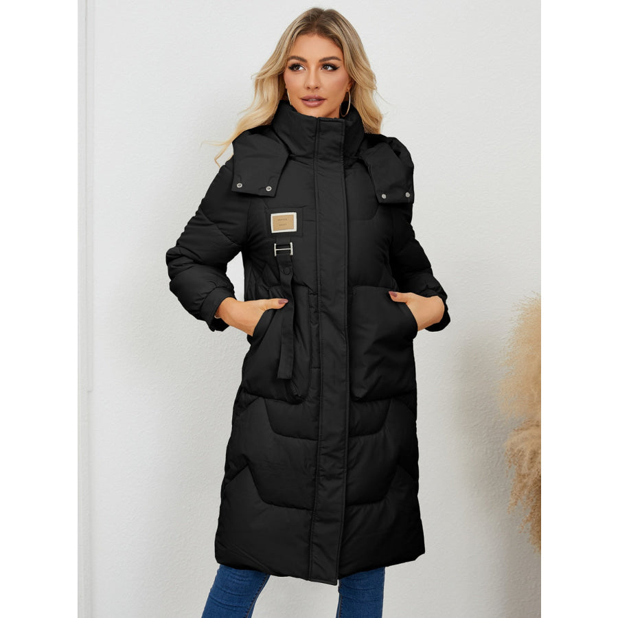 Long Sleeve Longline Hooded Winter Coat Apparel and Accessories