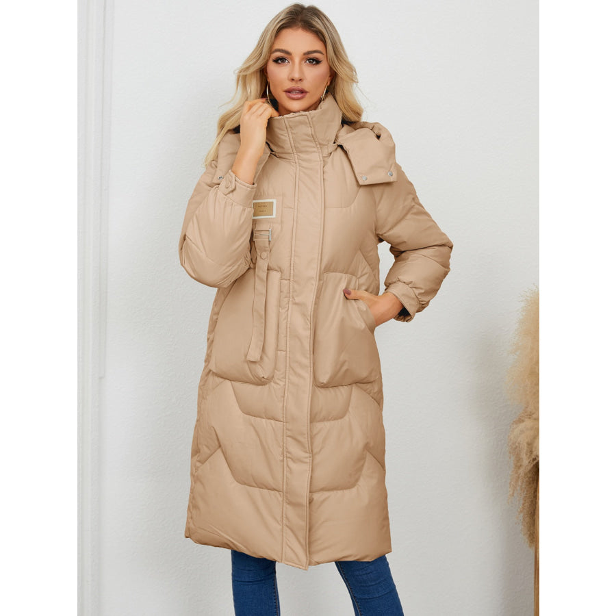 Long Sleeve Longline Hooded Winter Coat Apparel and Accessories