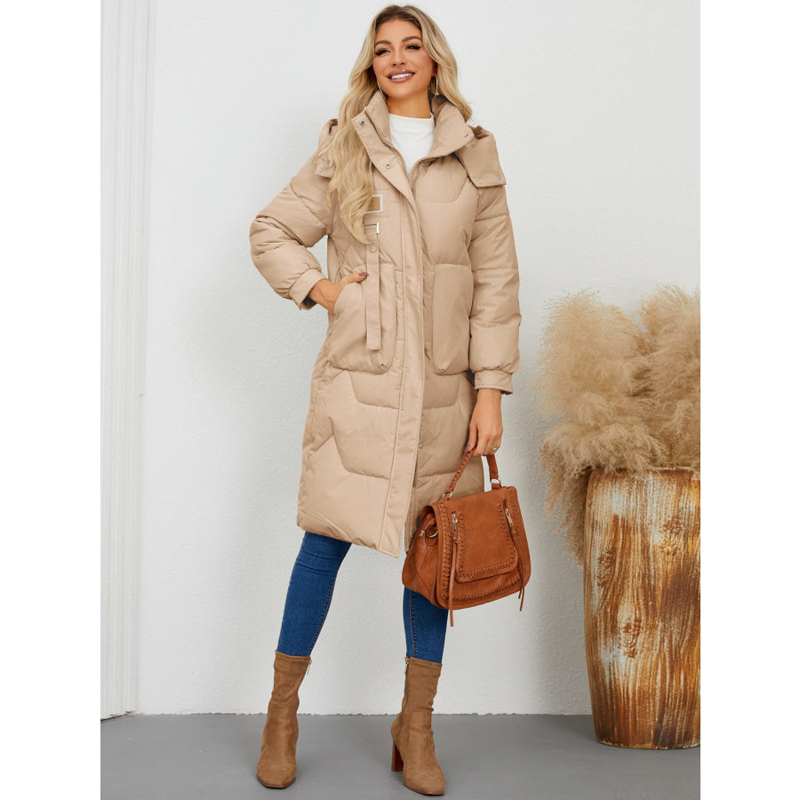 Long Sleeve Longline Hooded Winter Coat Apparel and Accessories