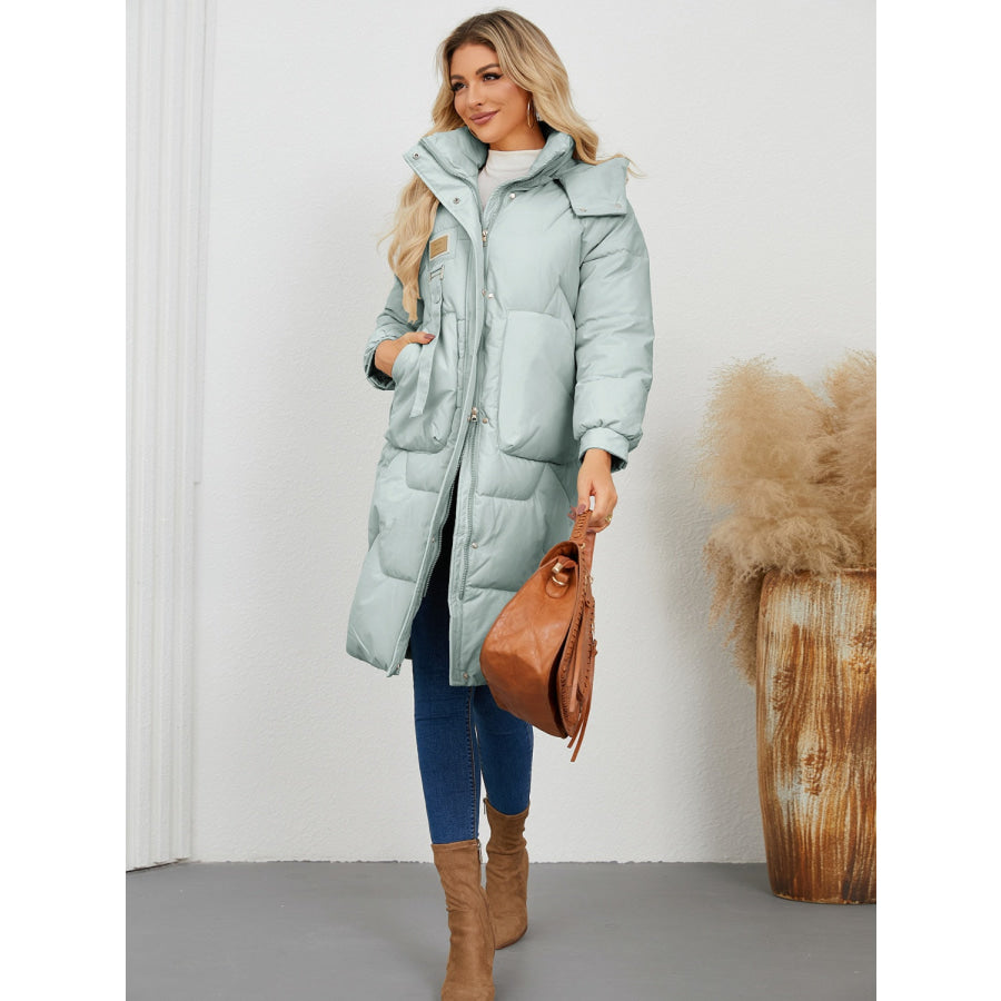 Long Sleeve Longline Hooded Winter Coat Apparel and Accessories