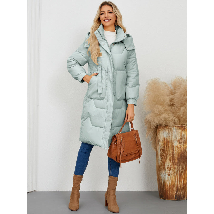 Long Sleeve Longline Hooded Winter Coat Apparel and Accessories