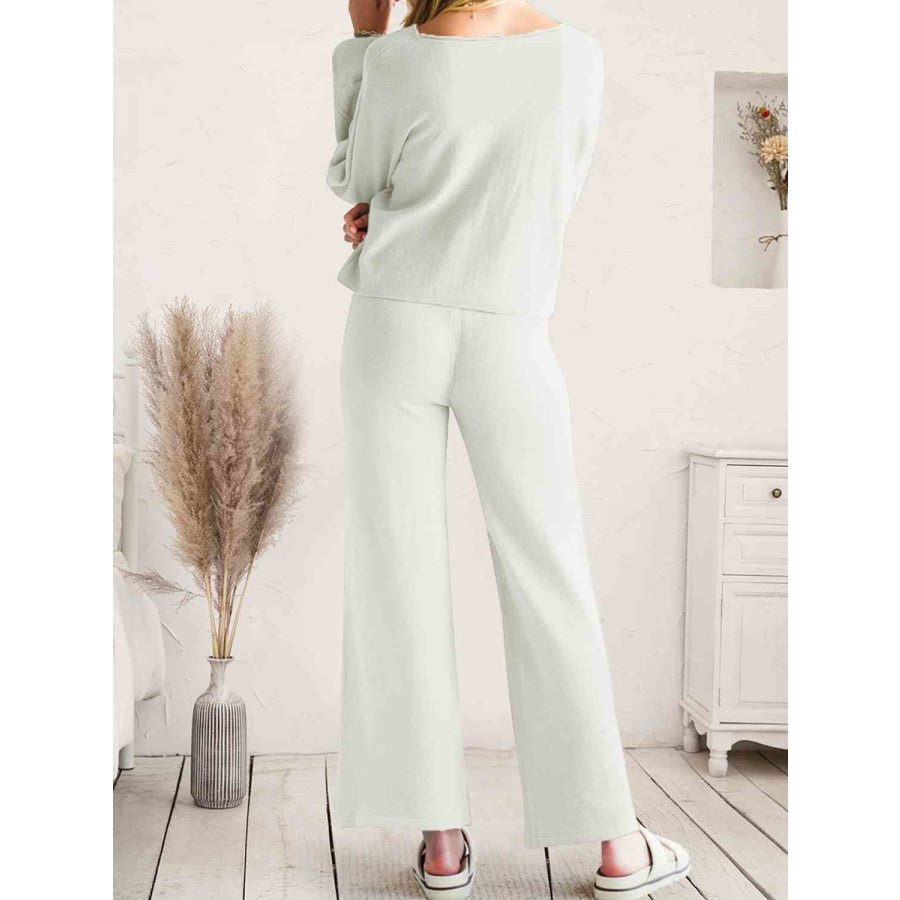 Long Sleeve Lounge Top and Drawstring Pants Set