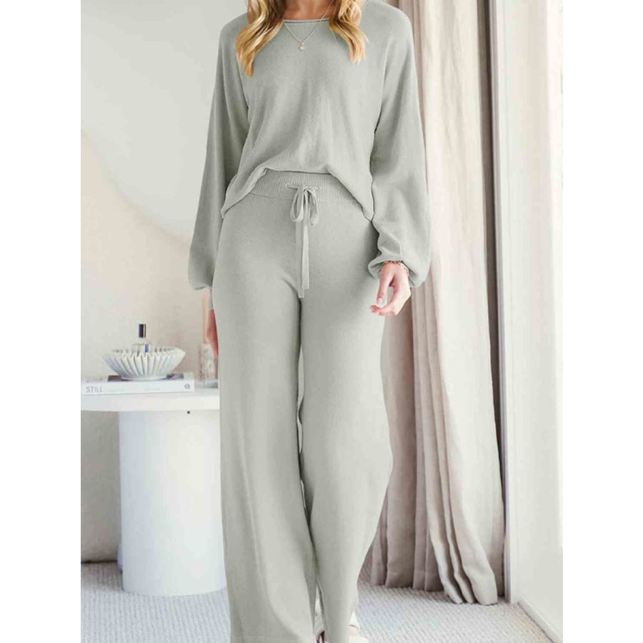 Long Sleeve Lounge Top and Drawstring Pants Set