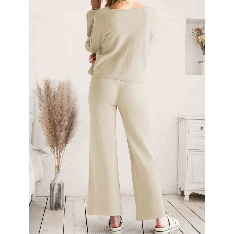 Long Sleeve Lounge Top and Drawstring Pants Set