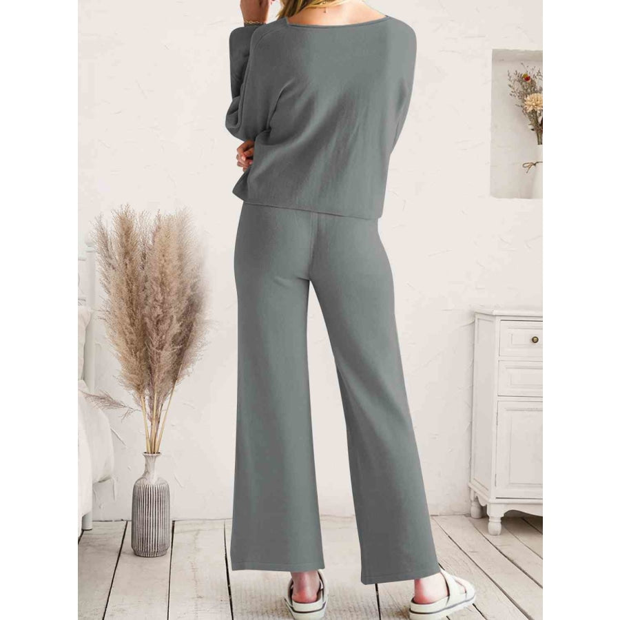 Long Sleeve Lounge Top and Drawstring Pants Set