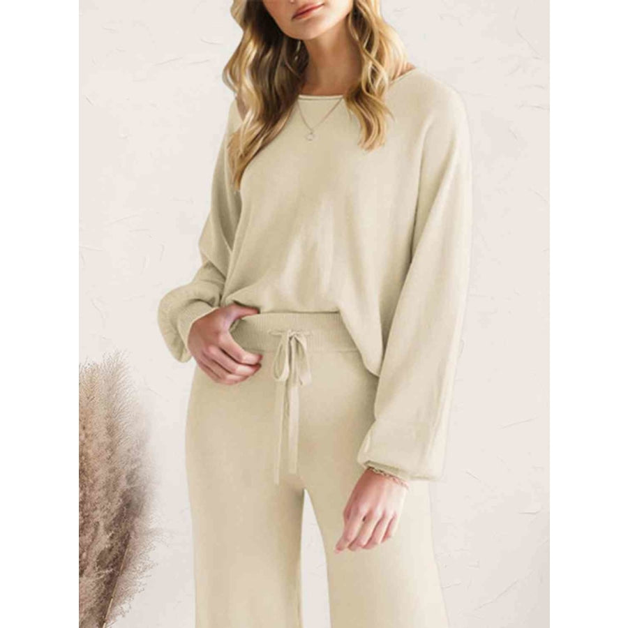 Long Sleeve Lounge Top and Drawstring Pants Set