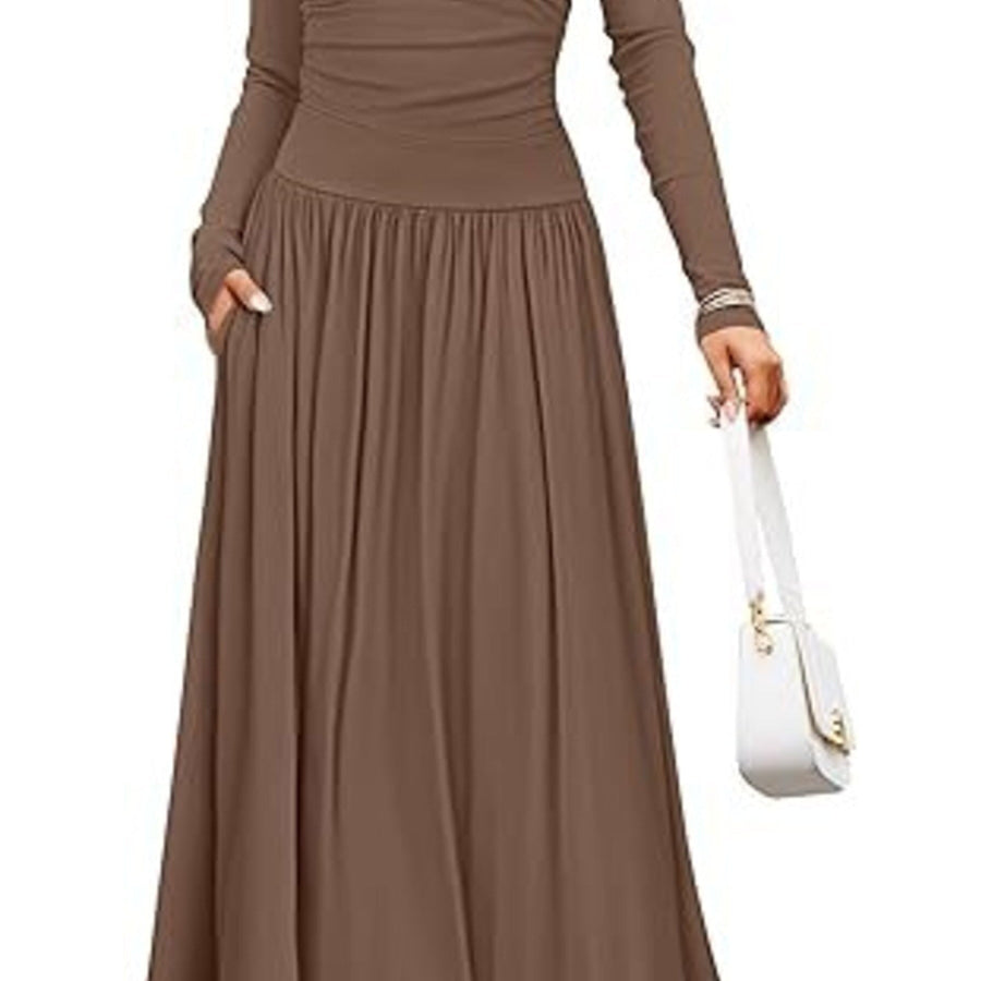 Long Sleeve Maxi Dress with Pockets Apparel and Accessories