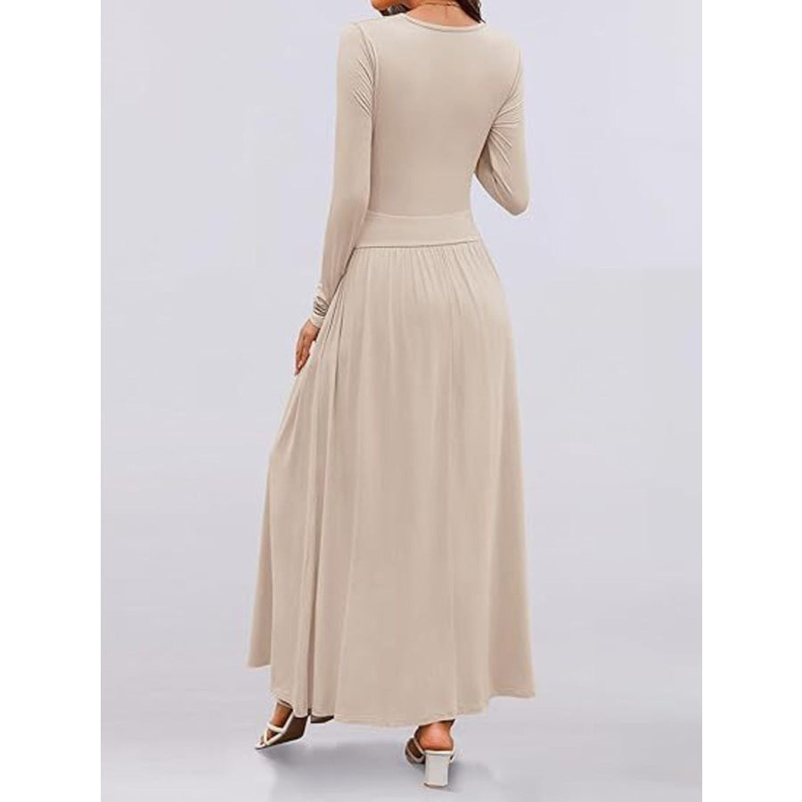 Long Sleeve Maxi Dress with Pockets Apparel and Accessories
