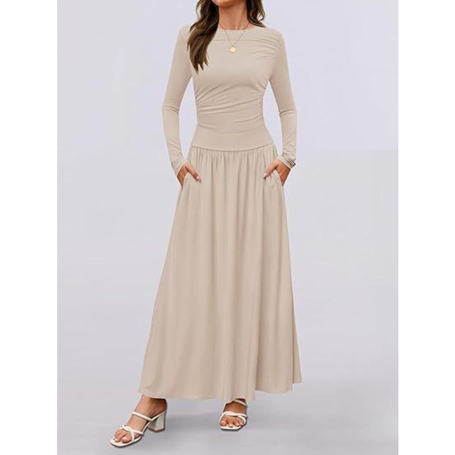 Long Sleeve Maxi Dress with Pockets Apparel and Accessories