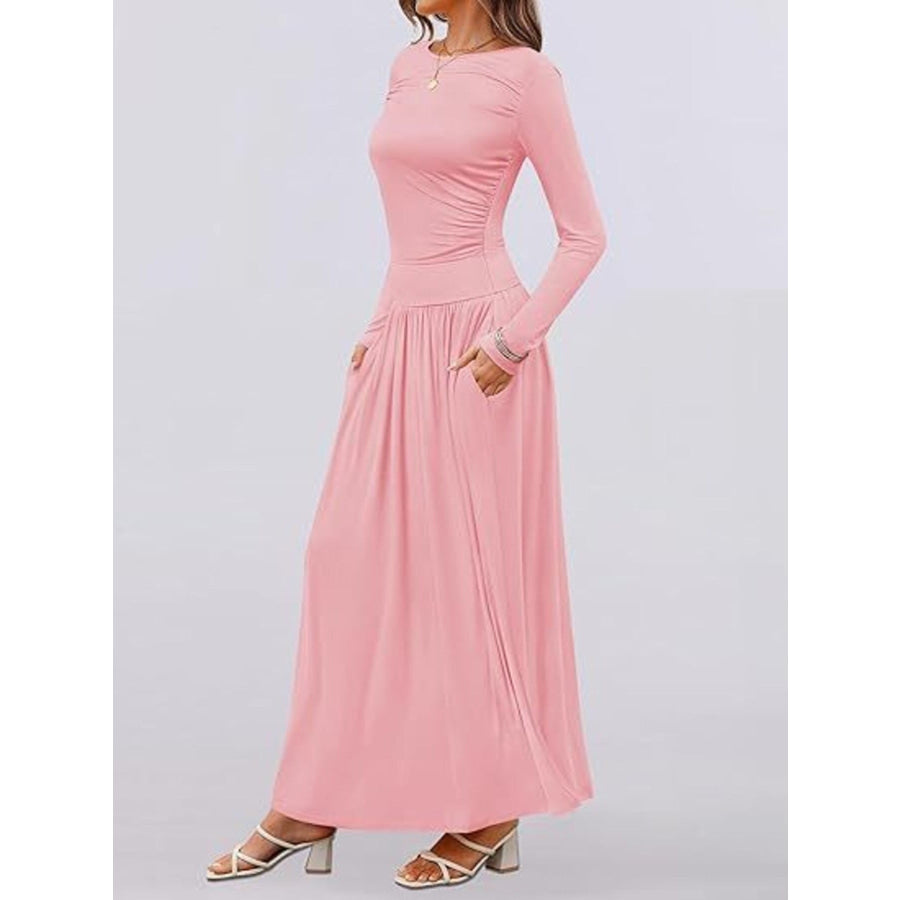 Long Sleeve Maxi Dress with Pockets Apparel and Accessories