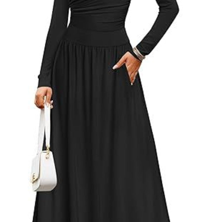 Long Sleeve Maxi Dress with Pockets Apparel and Accessories