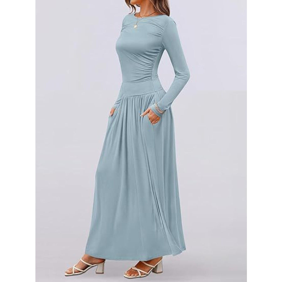 Long Sleeve Maxi Dress with Pockets Apparel and Accessories