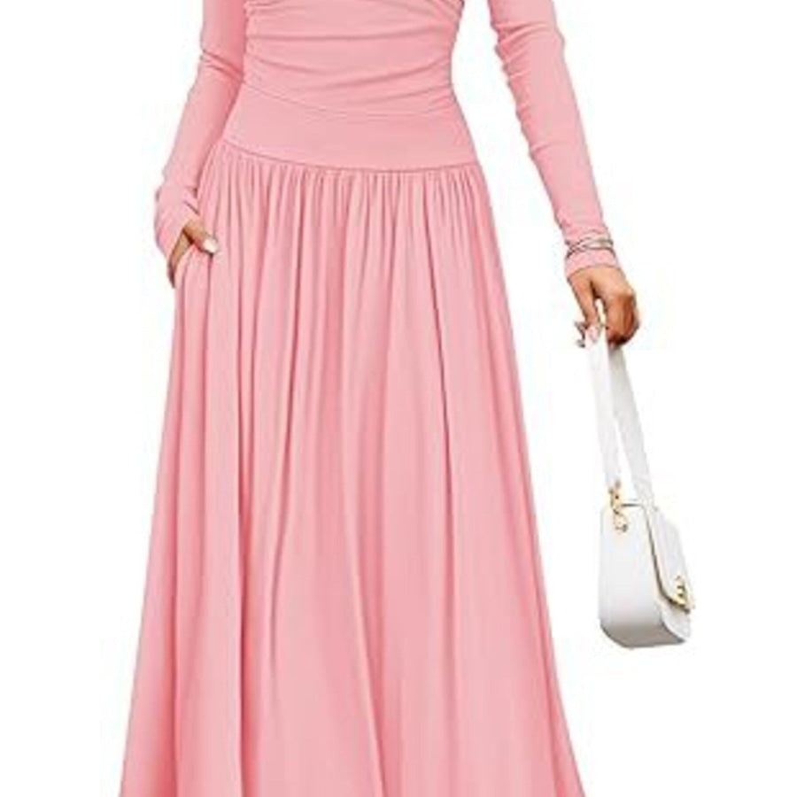 Long Sleeve Maxi Dress with Pockets Apparel and Accessories