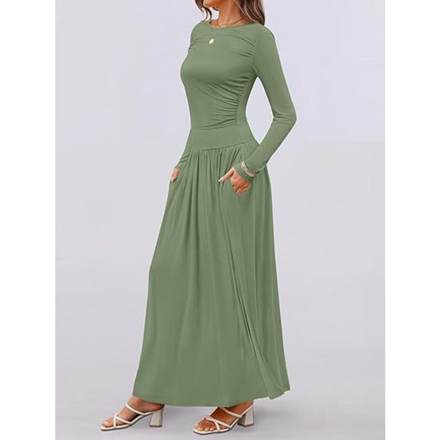 Long Sleeve Maxi Dress with Pockets Apparel and Accessories