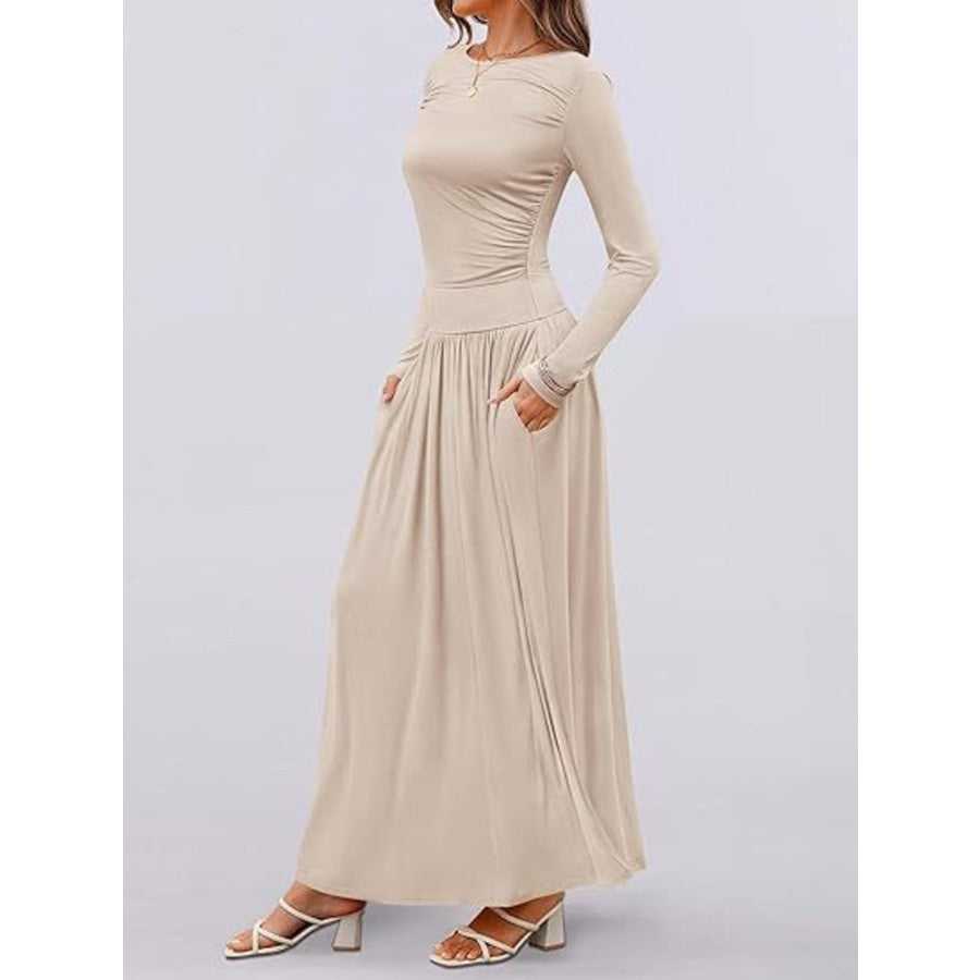 Long Sleeve Maxi Dress with Pockets Apparel and Accessories