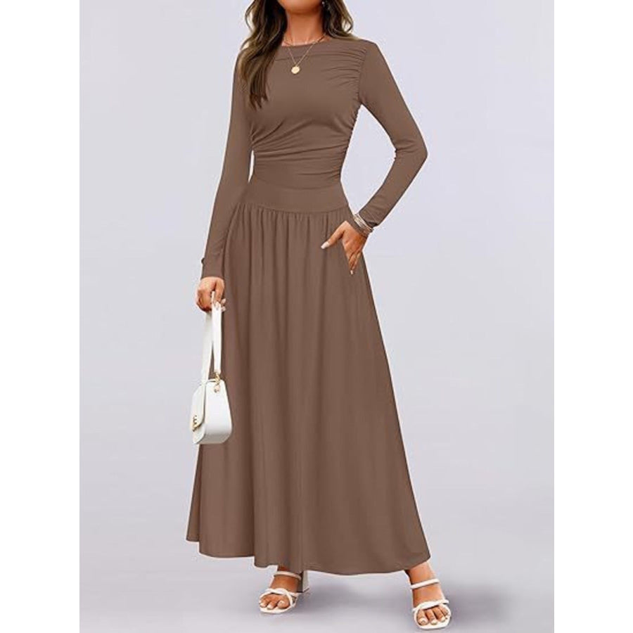 Long Sleeve Maxi Dress with Pockets Apparel and Accessories