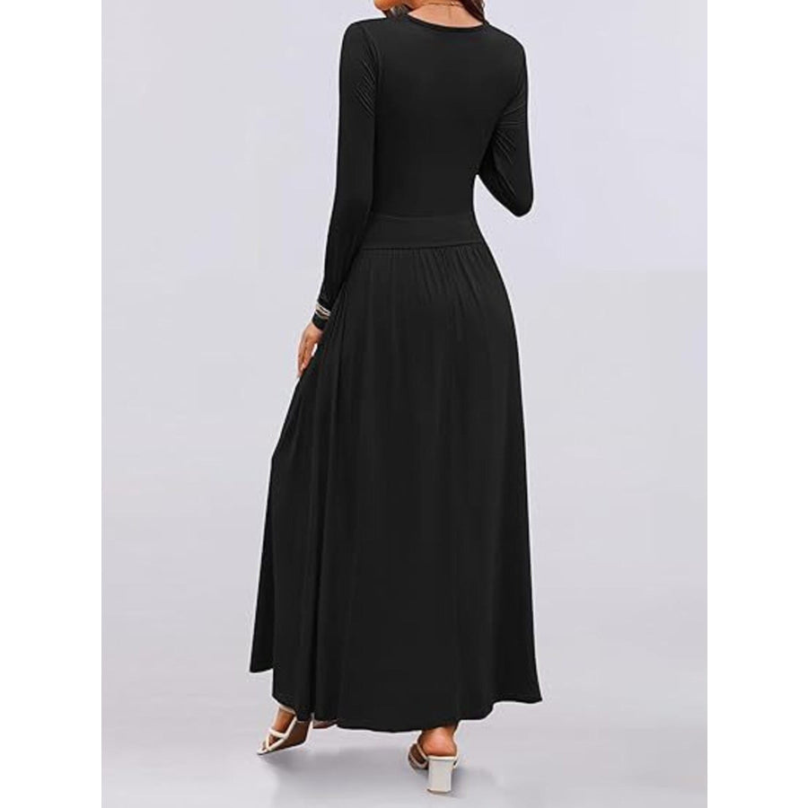 Long Sleeve Maxi Dress with Pockets Apparel and Accessories