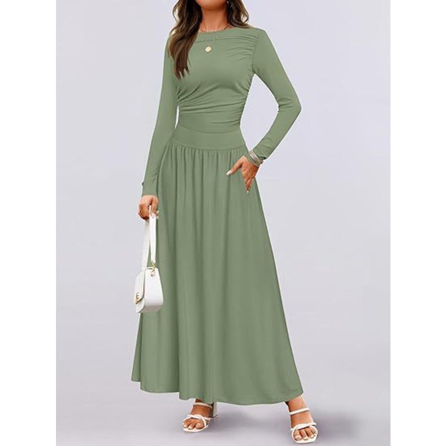 Long Sleeve Maxi Dress with Pockets Apparel and Accessories
