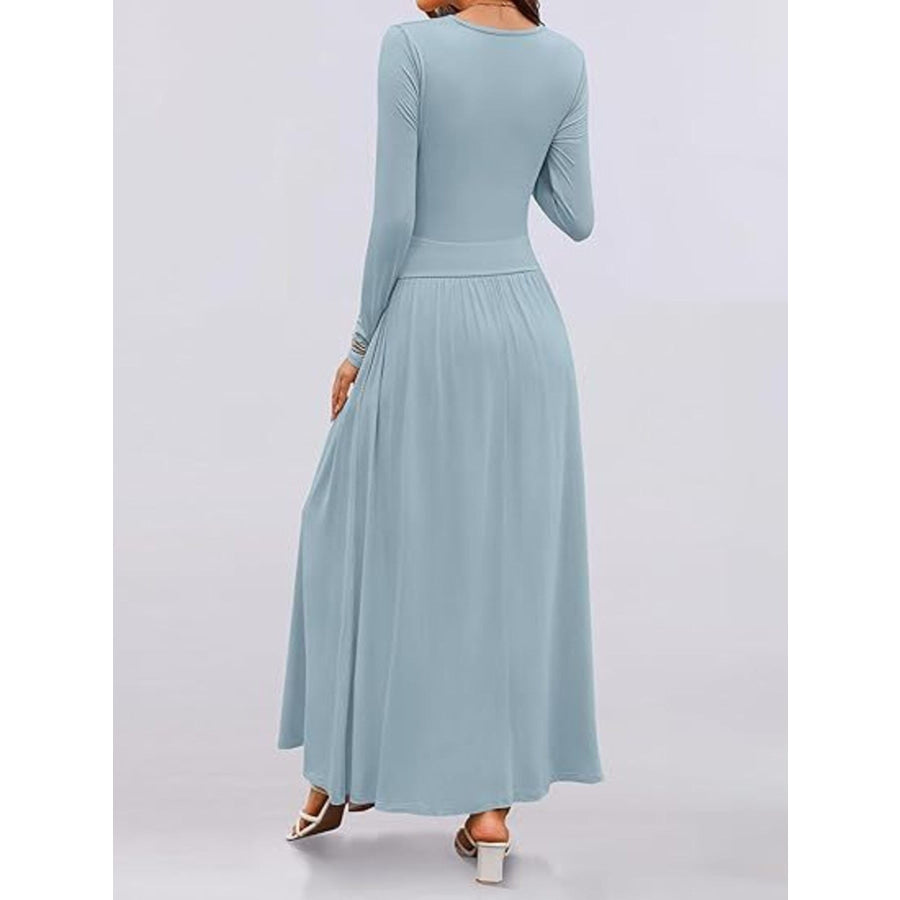 Long Sleeve Maxi Dress with Pockets Apparel and Accessories