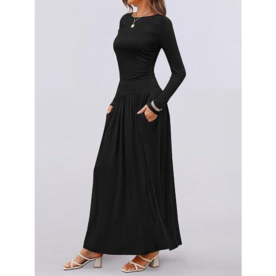 Long Sleeve Maxi Dress with Pockets Apparel and Accessories