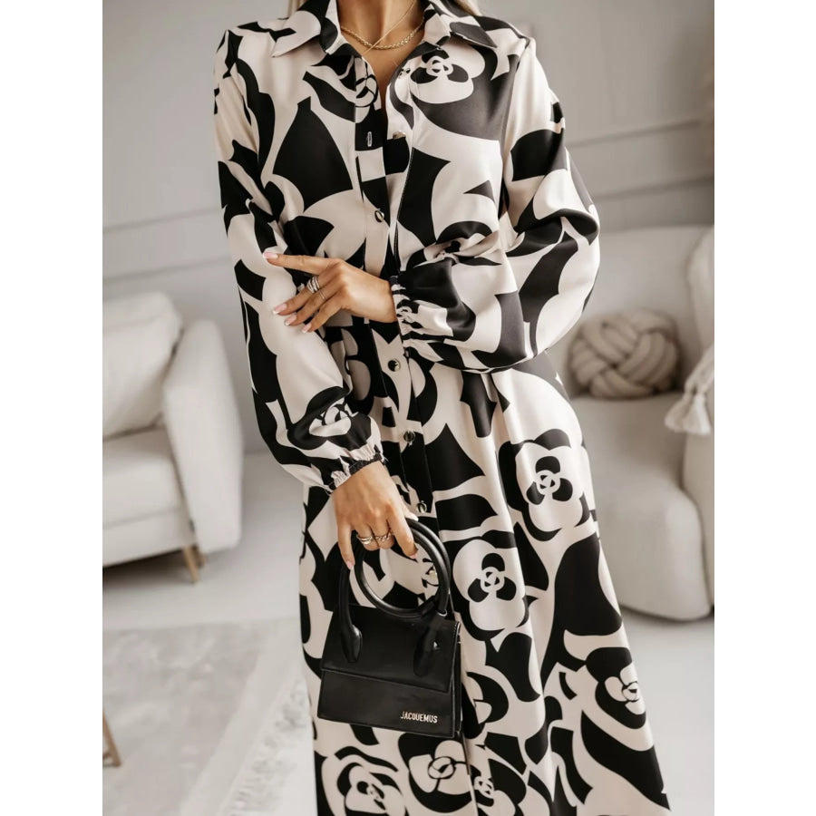 Long Sleeve Maxi Shirt Dress Apparel and Accessories