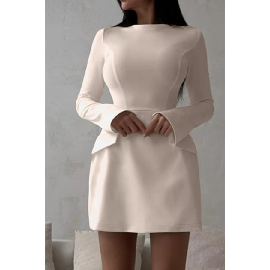 Long-Sleeve Mini Dress with Flap Pockets Apparel and Accessories