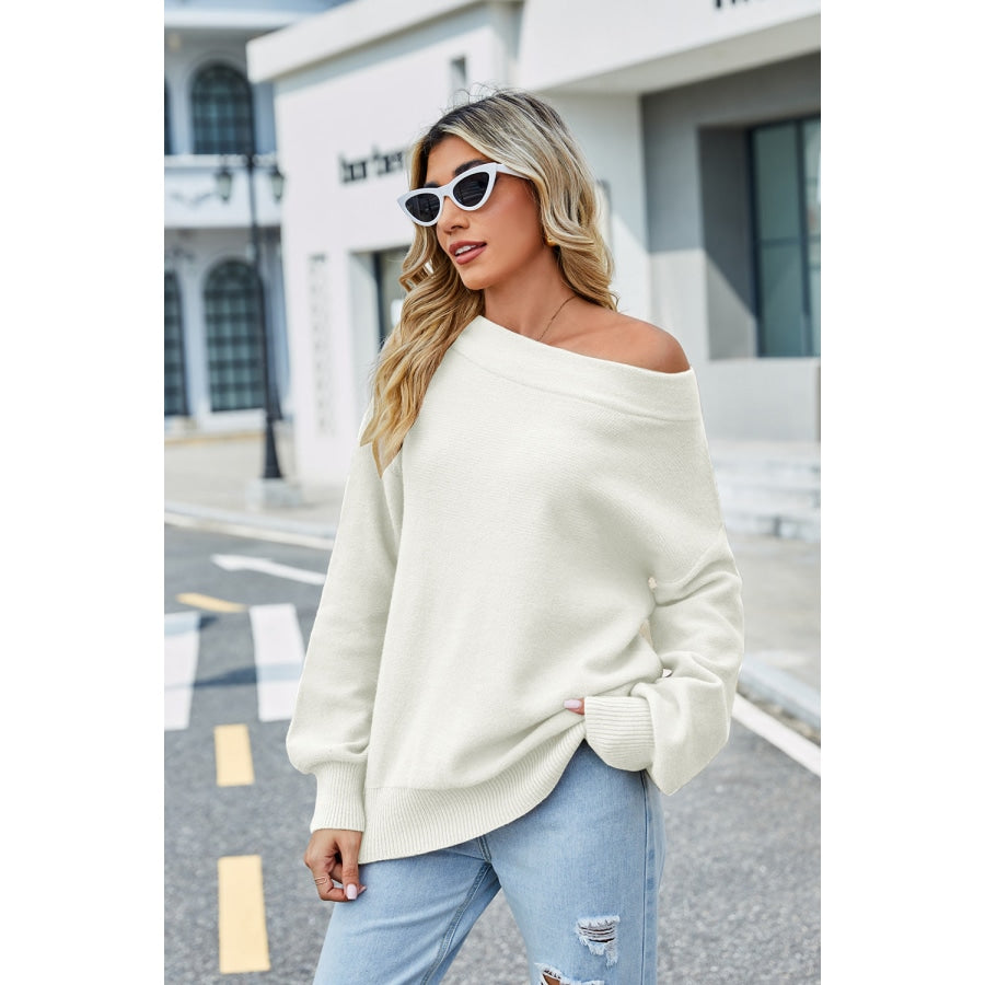 Long Sleeve Ribbed Trim Sweater