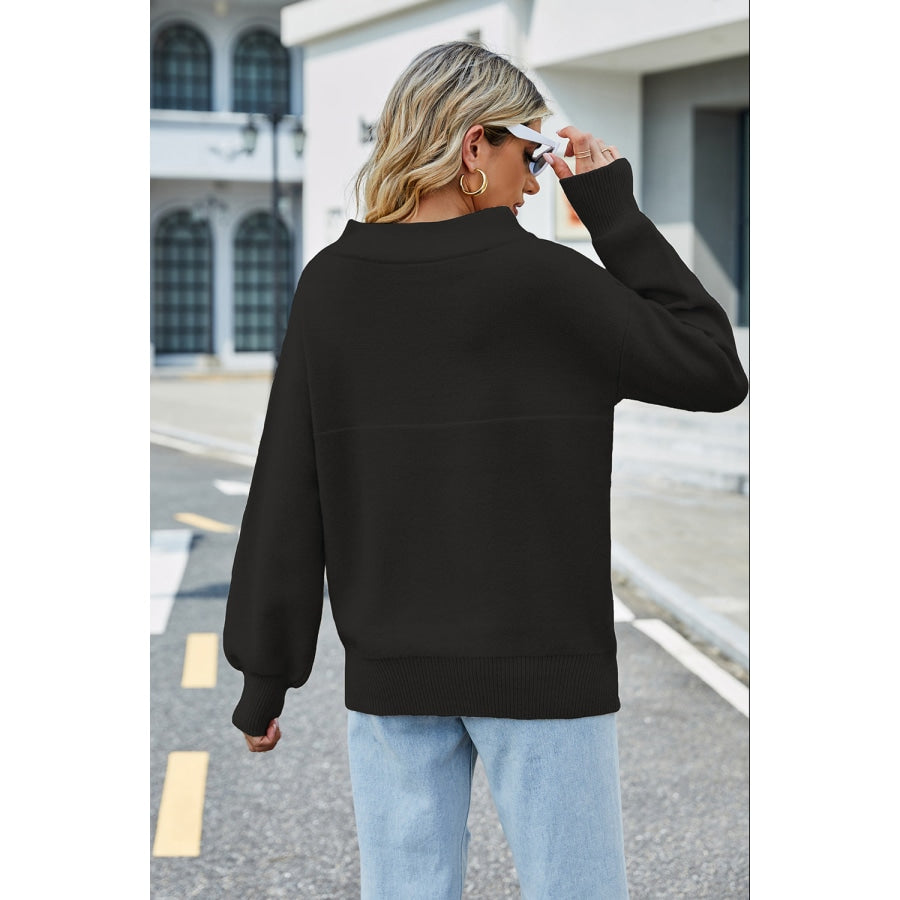 Long Sleeve Ribbed Trim Sweater