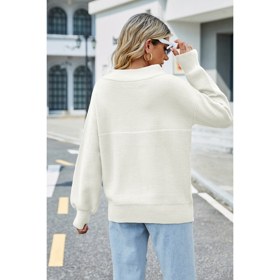 Long Sleeve Ribbed Trim Sweater