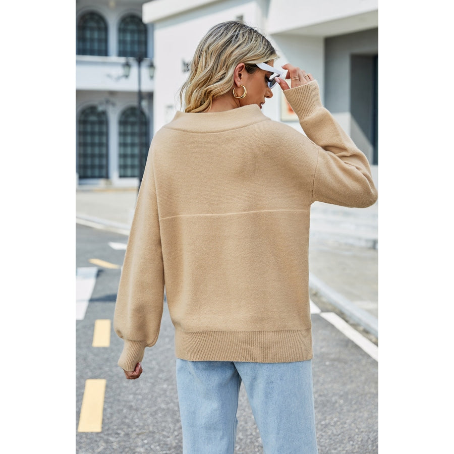 Long Sleeve Ribbed Trim Sweater