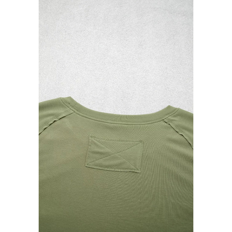 Long Sleeve Round Neck Paneling T-Shirt Apparel and Accessories