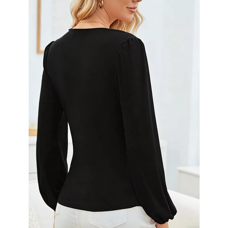 Long Sleeve Ruched Blouse Apparel and Accessories