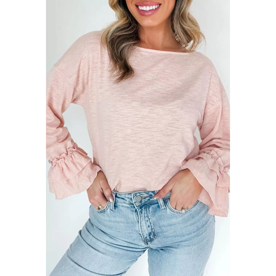 Long Sleeve Ruffle Cuff Casual Elegant Top Apparel and Accessories