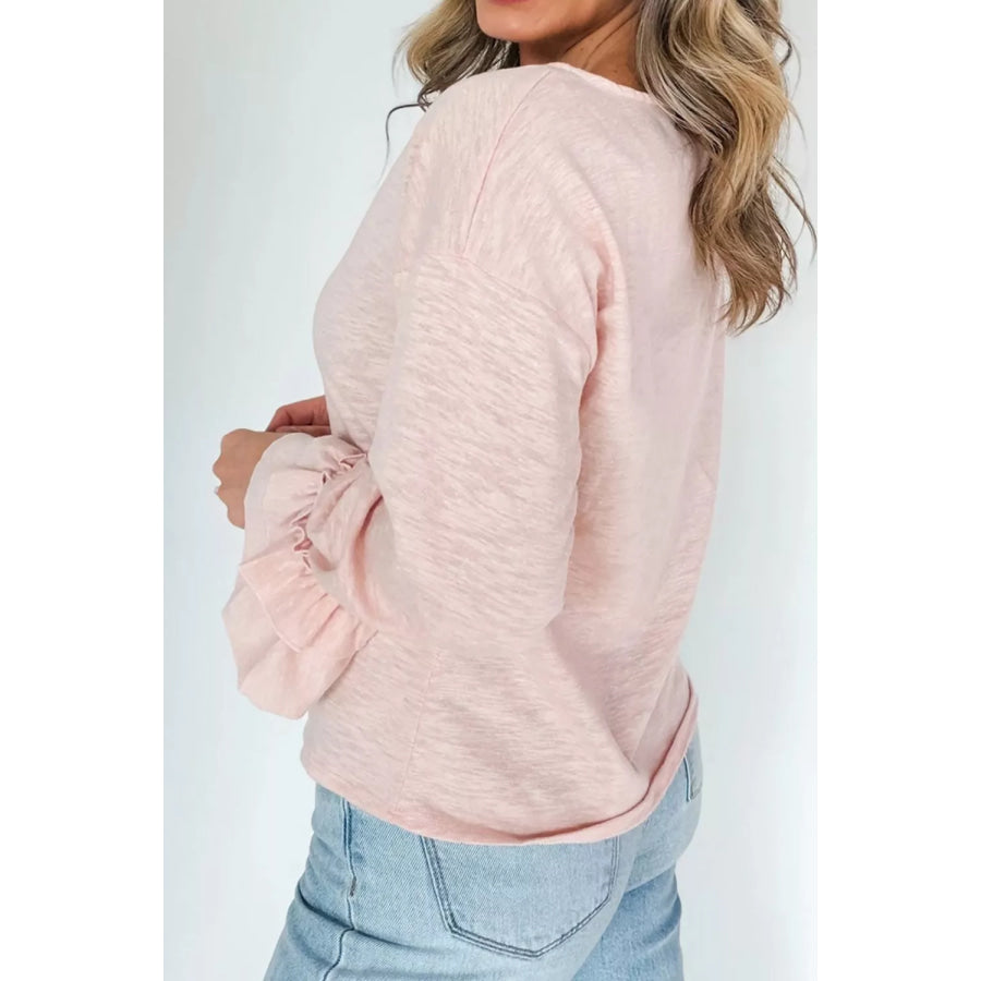 Long Sleeve Ruffle Cuff Casual Elegant Top Apparel and Accessories