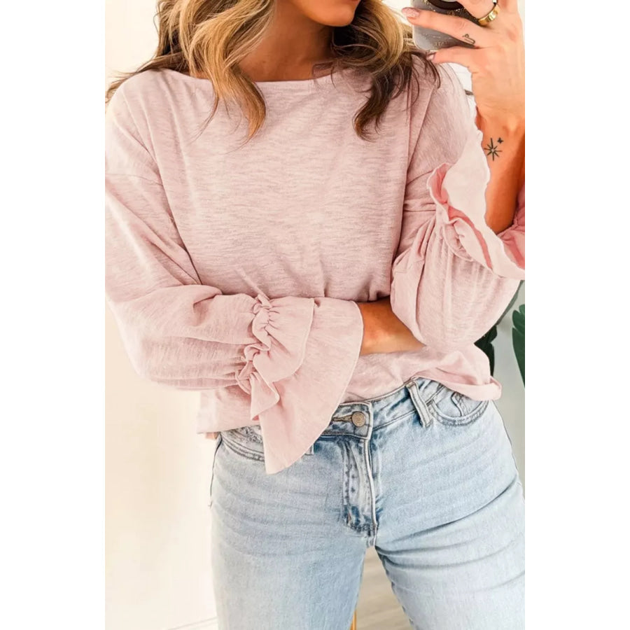 Long Sleeve Ruffle Cuff Casual Elegant Top Apparel and Accessories