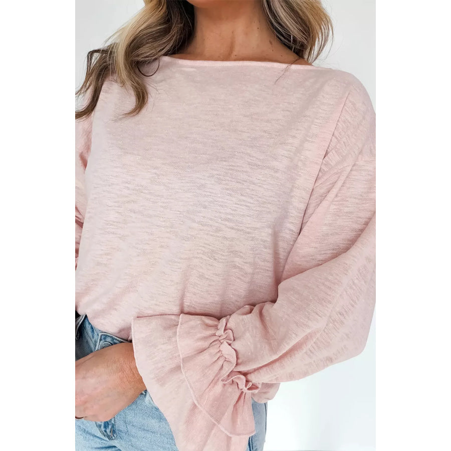 Long Sleeve Ruffle Cuff Casual Elegant Top Apparel and Accessories