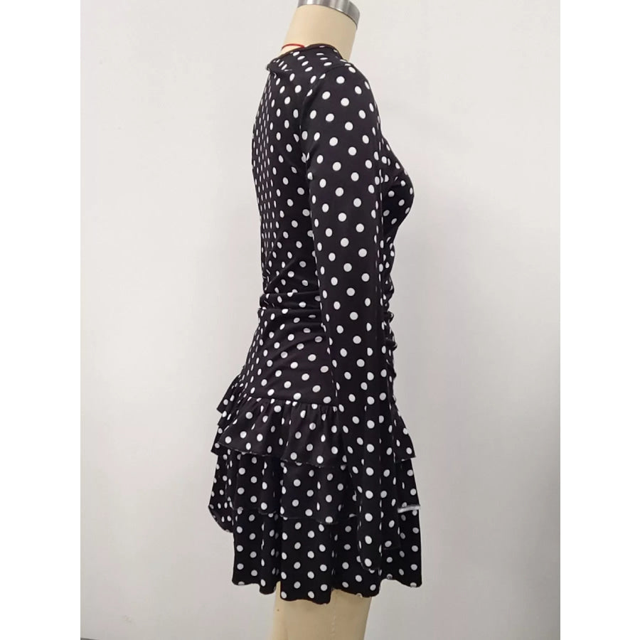 Long Sleeve Ruffled Hem Mini Dress Apparel and Accessories